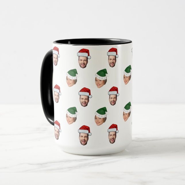 Caneca Presente de Natal de Santa Hat Personalizado Face  (Frente Esquerda)