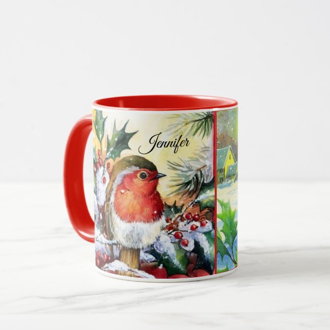 Caneca Presente de Natal do Amigo Birdwatcher Adicionar N (Frente Esquerda)