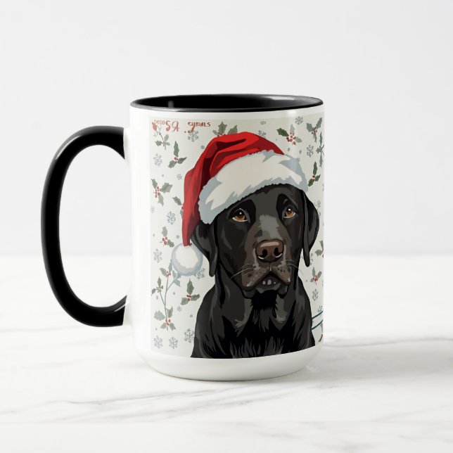 Caneca Presente de Natal do lab preto (Esquerda)