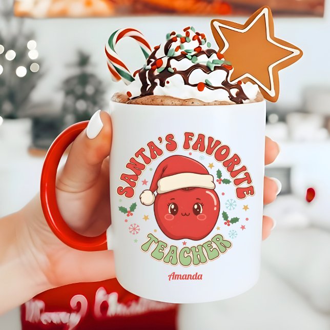 Caneca Presente de Natal engraçado do professor favorito  (Criador carregado)