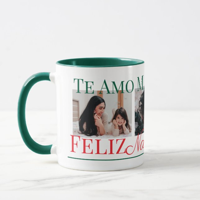 Caneca Presente de Natal espanhol único com duas fotos pa (Esquerda)