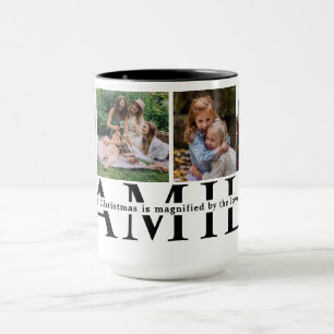 Caneca Presente de Natal Família 4-Foto Colagem fofo clás