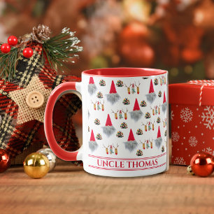 Caneca Presente de Natal para Tio, Padrão de Gnome e Rena