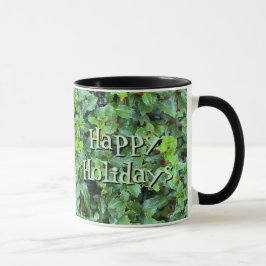 Caneca Presente de Natal Personalizado Holly Berry Festa