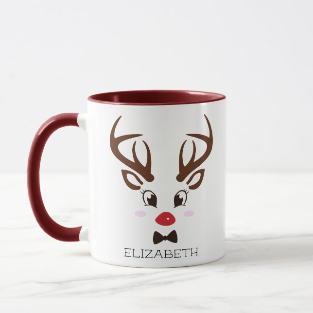 Caneca Presente de Natal Reindeer Personalizado Face Maro (Esquerda)