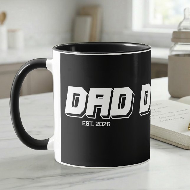 Caneca Presente de Novo Pai Estabelecido Preto e Negrito (Criador carregado)