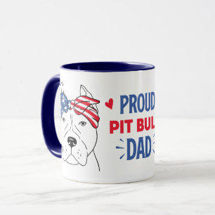 Caneca Presente de Pai Pitbull Cachorro Patriótico Pit Bu