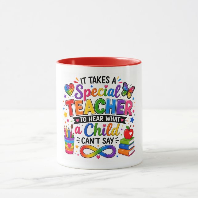 Caneca Presente de Professor de Aceitação do Autismo (Centro)