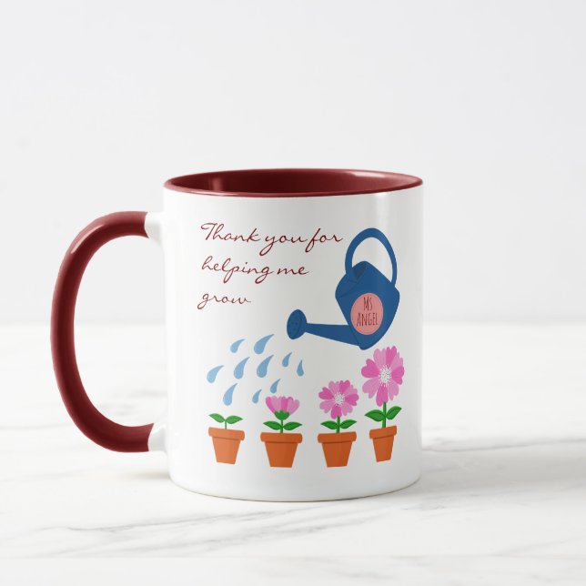 Caneca Presente de Professor Planta de Flor Cresce Obriga (Esquerda)