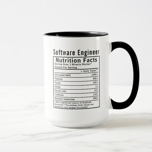 Caneca Presente de Tecnologia Fatos de Nutrição Engenheir (Direita)