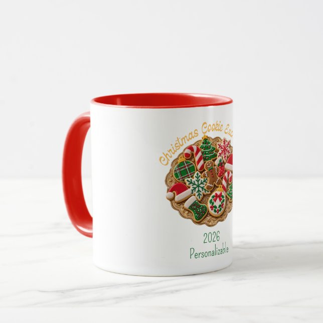 Caneca Presente de Troca de Biscoitos de Natal (Frente Esquerda)