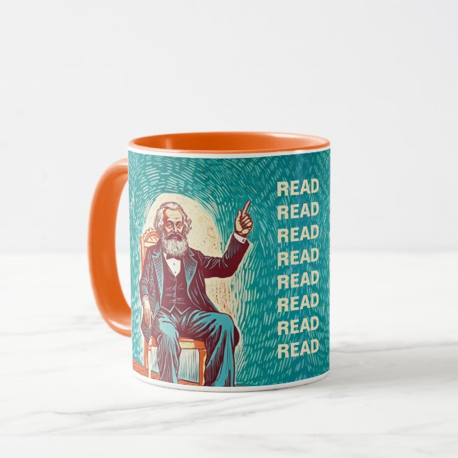 Caneca Presente de verme Karl Marx para leitura (Frente Esquerda)