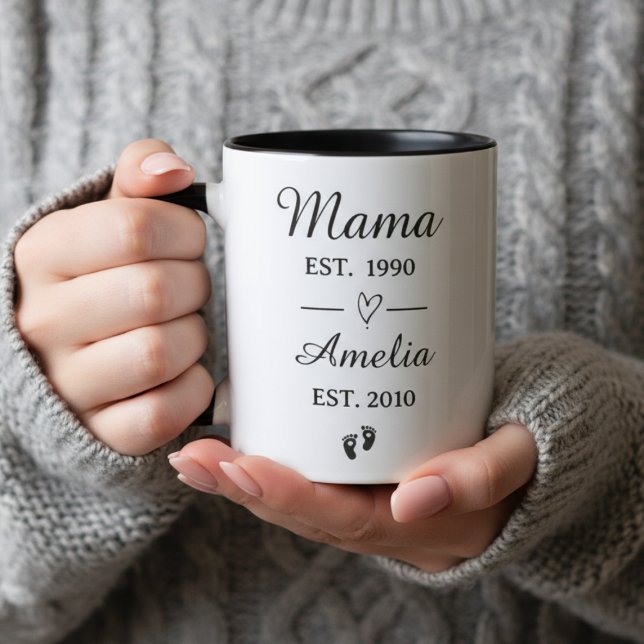 Caneca Presente do Dia das Mães com Nome Personalizado |  (Personalized Mama Established Mug | Custom Name Mother's Day Gift | New Mom Gift)