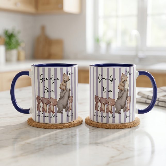 Caneca Presente do Dia dos Pais Urso Pai Listrado  (Criador carregado)