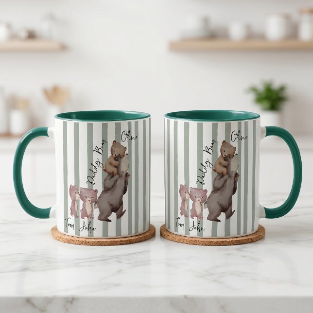 Caneca Presente do Dia dos Pais Urso Pai Listrado  (Criador carregado)