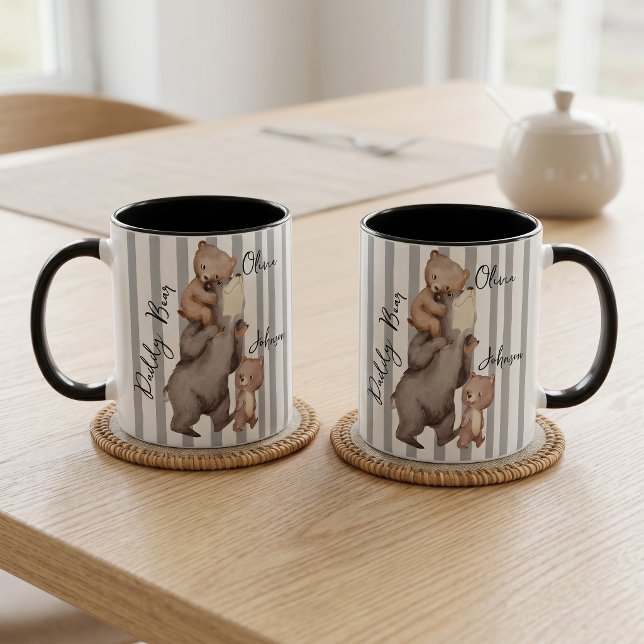 Caneca Presente do Dia dos Pais Urso Pai Listrado  (Criador carregado)