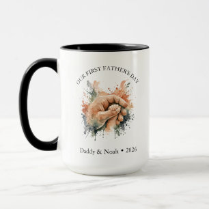Caneca Presente do Primeiro Dia dos Pais Boho Aquarela Es