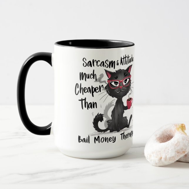 Caneca Presente engraçado para amantes de gatos com sarca (Com Donut)