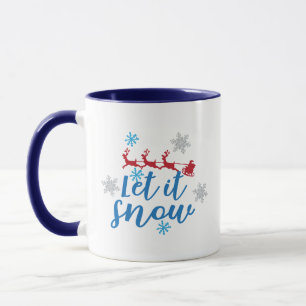 Caneca Presente Flocos de Neve Trenó de Renas do Papai No
