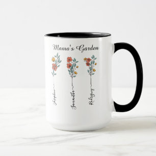 Caneca Presente Floral de 3 Nomes Personalizados da Mãe p
