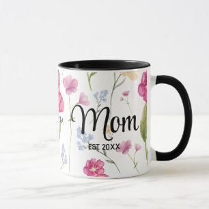 Caneca Presente Floral de Flores Silvestres para Mãe Recé
