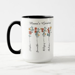 Caneca Presente Floral Personalizado 4 Nomes da Mãe para