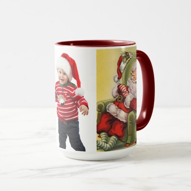 Caneca Presente Foto de Santa Claus Kid para Avó (Frente Esquerda)