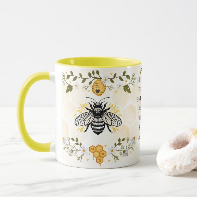 Caneca Presente Inspirador para Amantes de Abelhas e Mel  (Com Donut)