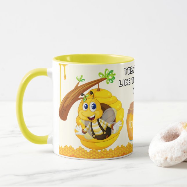 Caneca Presente Inspirador para Amantes de Abelhas e Mel  (Com Donut)