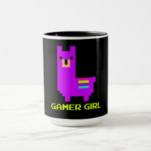 Caneca Presente Llama  Garota De Jogador De 8 Bits De Alp