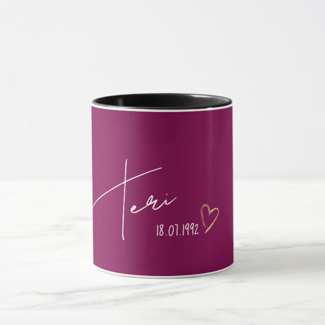 Caneca Presente Moderno de Nome Personalizado Elegante (Centro)