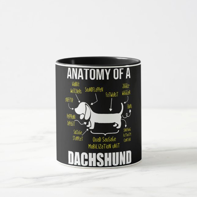 Caneca Presente no cão | Anatomia De Dachshund (Centro)