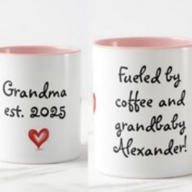 Caneca Presente Para a Vovó, Personalizado com Nome e Ano (Custom grandma mug)