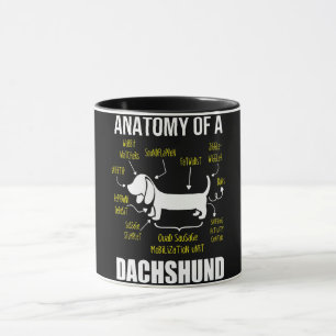 Caneca Presente para cães Anatomia De Dachshund