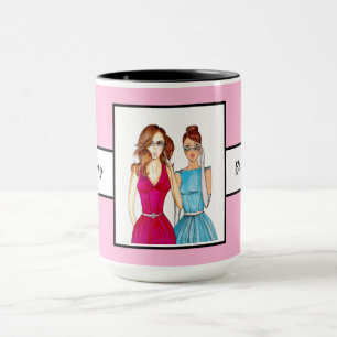 Caneca Presente para Damas de Honra Rosa Ringer 15oz