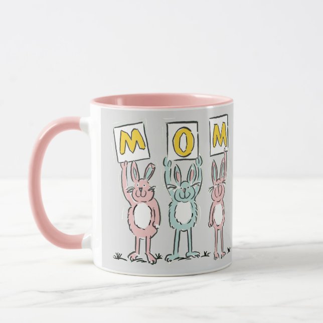 Caneca Presente para Design de Coelhos Divertidos da Mãe (Esquerda)