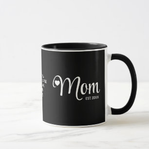 Caneca Presente para Mães com Rótulo de Mãe Estabeleceu u