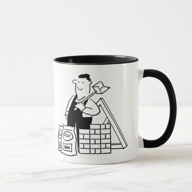 Caneca Presente para um Construtor. Ilustração de desenho (Direita)