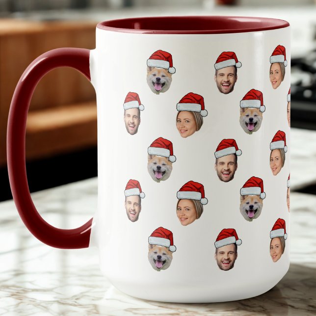 Caneca Presente Personalizado da Família Santa Hat 3 Foto (Criador carregado)