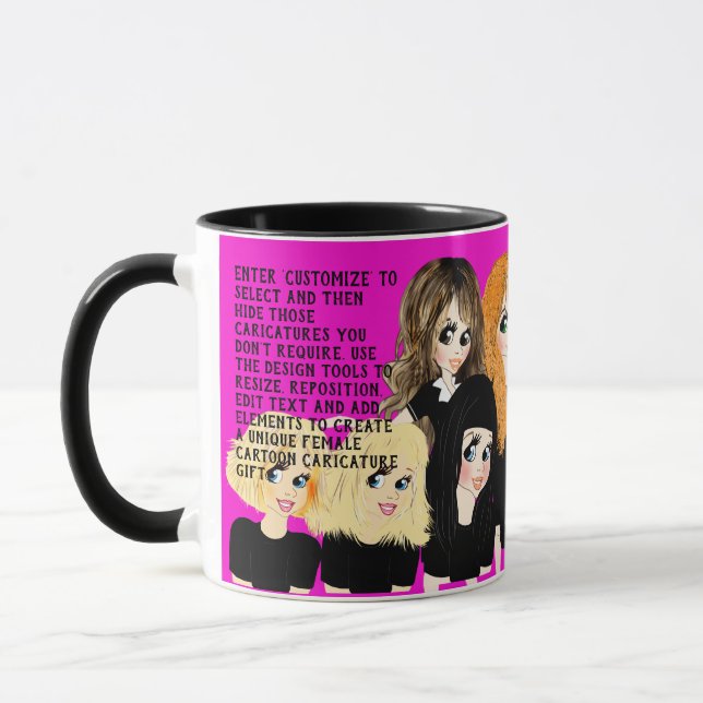 Caneca Presente personalizado de caricatura feminina com  (Esquerda)