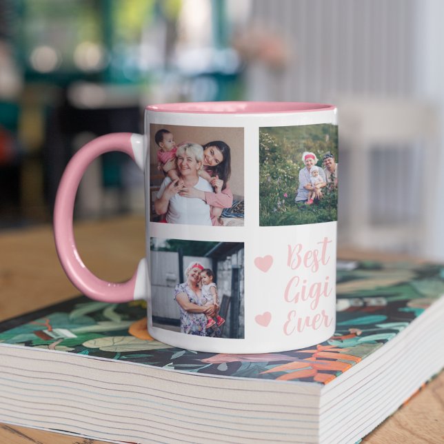 Caneca Presente personalizado para Gigi - Melhor vovó de  (Pink Best Gigi Ever Grandma Personalized Photo Mug
)
