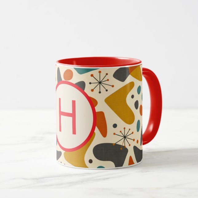Caneca Presente Retro com Inicial de Monograma (Frente Esquerda)