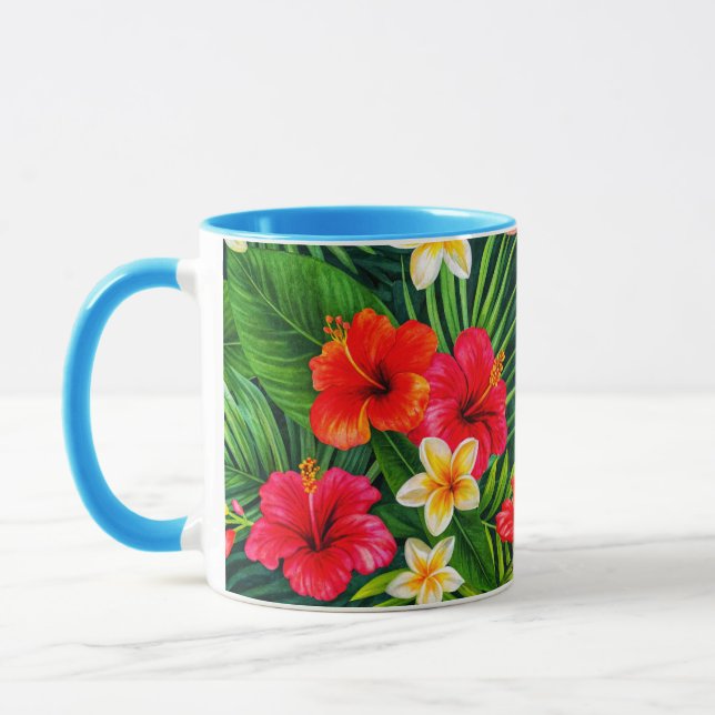 Caneca Presente Tropical Floral - Hibisco Colorido (Esquerda)