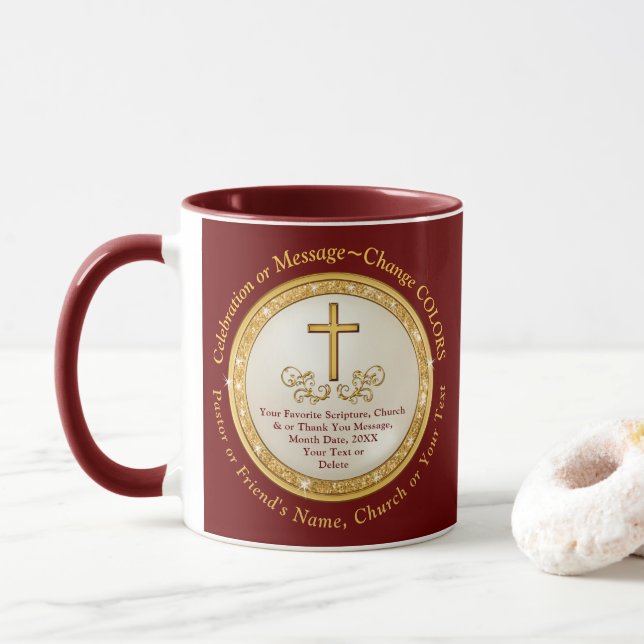 Caneca Presentes Cristãos Personalizados, Perucas de Escr (Com Donut)