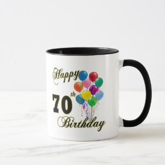 Caneca Presentes de aniversário do 70 e roupa felizes do