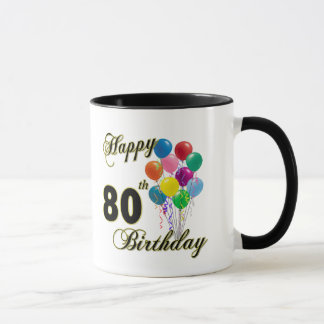 Caneca Presentes de aniversário do 80 e roupa felizes do