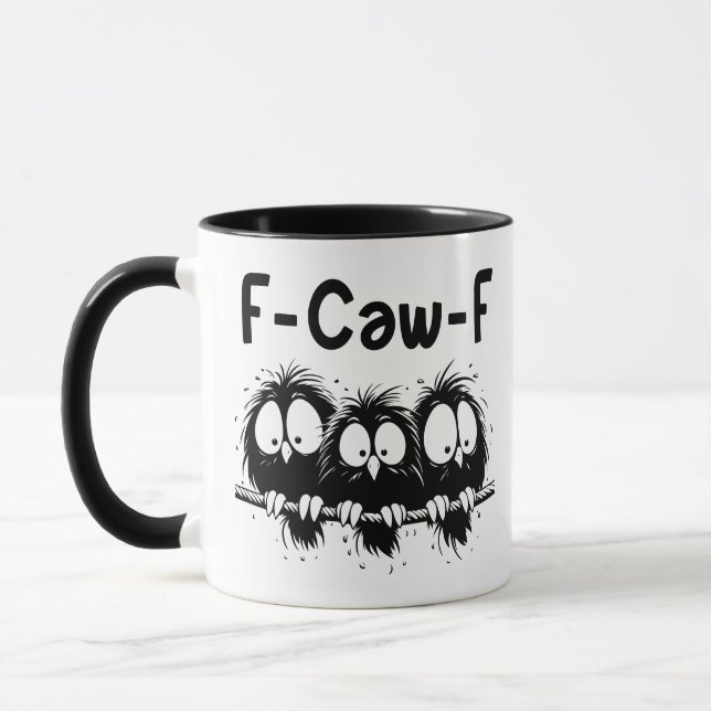 Caneca Presentes de Citação de Pássaro Engraçado F-Caw-F (Esquerda)