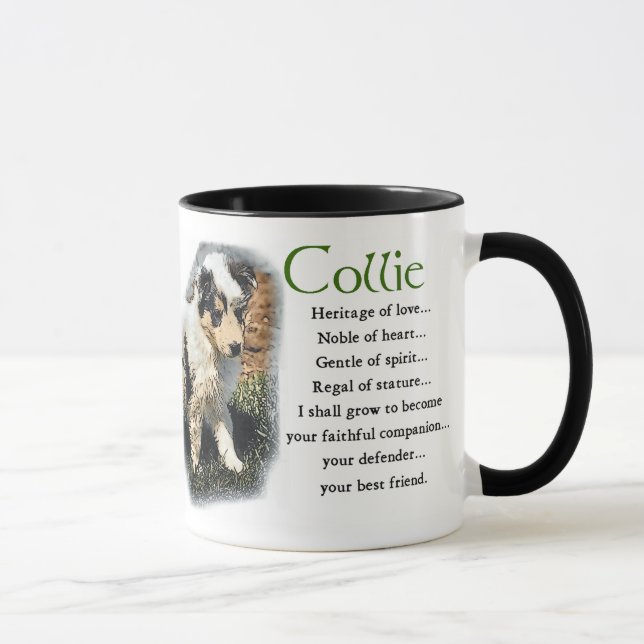 Caneca Presentes de Collie Azul (Direita)