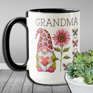 Caneca Presentes de Coração Nomes de Netos Avó, Mãe e Avó