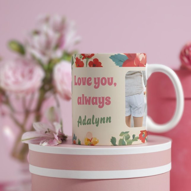 Caneca Presentes de Namorados de Foto Florais Personaliza (Custom Floral Photo Valentines Gifts for Teens)